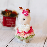 シルバニアファミリー　シルバニア　服　ドレス　♡ピンク　くすみグリーン♡ お母さんドレス