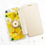 「春色の押し花ケース」スマホリング付き 押し花 選べる5色 手帳型スマホケース iPhone14Pro/13Pro/12Pro/SE/11Pro/XR/XS/8/7