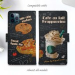 iPhone14/iPhone14 Plus/iPhone14 Pro/iPhone14 Pro Max/iPhoneSE3/手帳型ケース おしゃれ カフェオレフラペチーノ英語バージョン