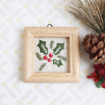新作★刺繍ミニフレーム＊ヒイラギ🎄[受注]