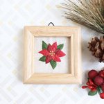  新作★刺繍ミニフレーム＊ポインセチア🎄