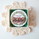 🆕1点物　ゴールドビーズ刺繍　キジトラ猫さんのピアス/イヤリング