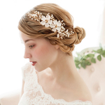 VH01　ヘッドドレス　ヘッドドレス　ピンクゴールド　花ウェディング ブライダル 小枝 リーフアクセサリー ヘッドドレス ウエディングヘア 結婚式 wedding