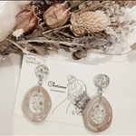 新作✩大理石風×変形レジン×ドライフラワー　イヤリング　ピアス