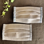 リネン ×リバティ　プリーツマスク　小さめ　ナチュラルカラー　秋冬マスク　ワイヤー入