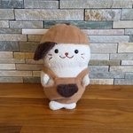 しろたん19cm　モコモコのオーバーオールと帽子のセット