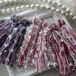 オーダーです！イヤリング加工付。ふわふわ♪変わり糸のタッセル パーツ売り ふんわりモヘア紫系mix ロングのセレクト３組セット ピアス＆イヤリングに♪ 