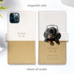 iPhone16/iPhone16Pro/iPhone16Plus/iPhone16ProMax/手帳型ケース 犬 "ダックスフンドだってNo Music No Life"