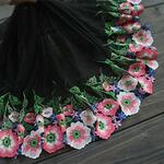 刺繍レース チュール 黒 ピンク 白 プリンセス アンティーク ブライス 服 花