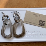 176. トレンドチェーン⛓を取り入れた 大ぶり シルバー アクリル ピアス イヤリング lensa