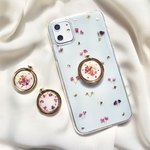 アリッサムのお花畑クリア　スマホリング　iphoneケース　7 8 SE2 5 6 11 11pro 12 X XR android xperia  押し花スマホケース　ソフトケース　手帳型ケース　