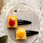ジャムトーストぱっちんピン　2本セット　ミニチュアフード  いちごジャム
