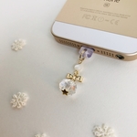 感謝SALE  りぼんとクリスタル☆スター付き充電口アクセサリー