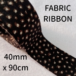 【起毛】【90cm】【BK】起毛ヒョウ柄リボン A696