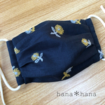 コットンリネン お花の刺繍♡レディースマスク ネイビー