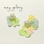 アジサイの花びらイヤーカフorピアスset♡パステルカラー パール 1点もの