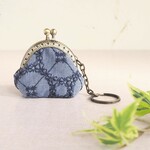 サークル模様のネイビーレース刺繍ミニミニがま口ポーチ アクセサリーケース
