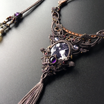 lepidorite × amethyst / bohemian necklace #マクラメネックレス＃