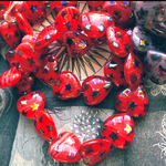 【4コセット】#czech beads#チェコビーズ　Heart of glass 16✖️15㎜　red/star