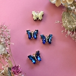 蝶々　🦋　バタフライ　チャーム　ガラス　ゴージャスチャーム♪︎ゴールド　ブルー　4個入り！
