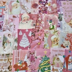 (再販×11)ピンククリスマスのジャーナルペーパーセット＊紙モノ＊コラージュ素材＊コラージュペーパー