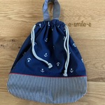 男の子に☆爽やかイカリマークの刺繍柄 　体操服袋（お着替え袋）
