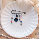 【sale】猫月星の2wayカブトピンブローチ【ブラック】