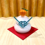 ガラスの鏡餅セット　～水引飾り　青～