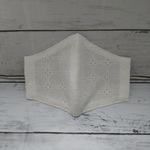 【サイズが選べる】刺繍綿レース生地（サークル柄）立体布マスク（ホワイト）