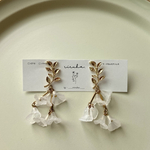 leaf × clear flower pierce/ クリアフラワーピアス