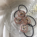 marble frame hair ribbon ( pink )