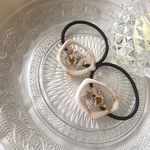 marble frame hair ribbon ( brown )