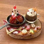 ミニチュア クリスマスのベリーワッフルセット