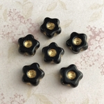 【11㍉ 10個】レトロフラワー🌸black & gold🌸チェコビーズ