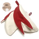 りんごうさぎのポーチ16cm/裏地水玉ベージュ