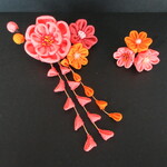 成人式髪飾り　❀彩花❀《二重丸花　ｻｰﾓﾝﾋﾟﾝｸ》　つまみ細工　和装　卒業式　七五三