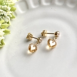 ハート♡シトリンの一粒・ピアス