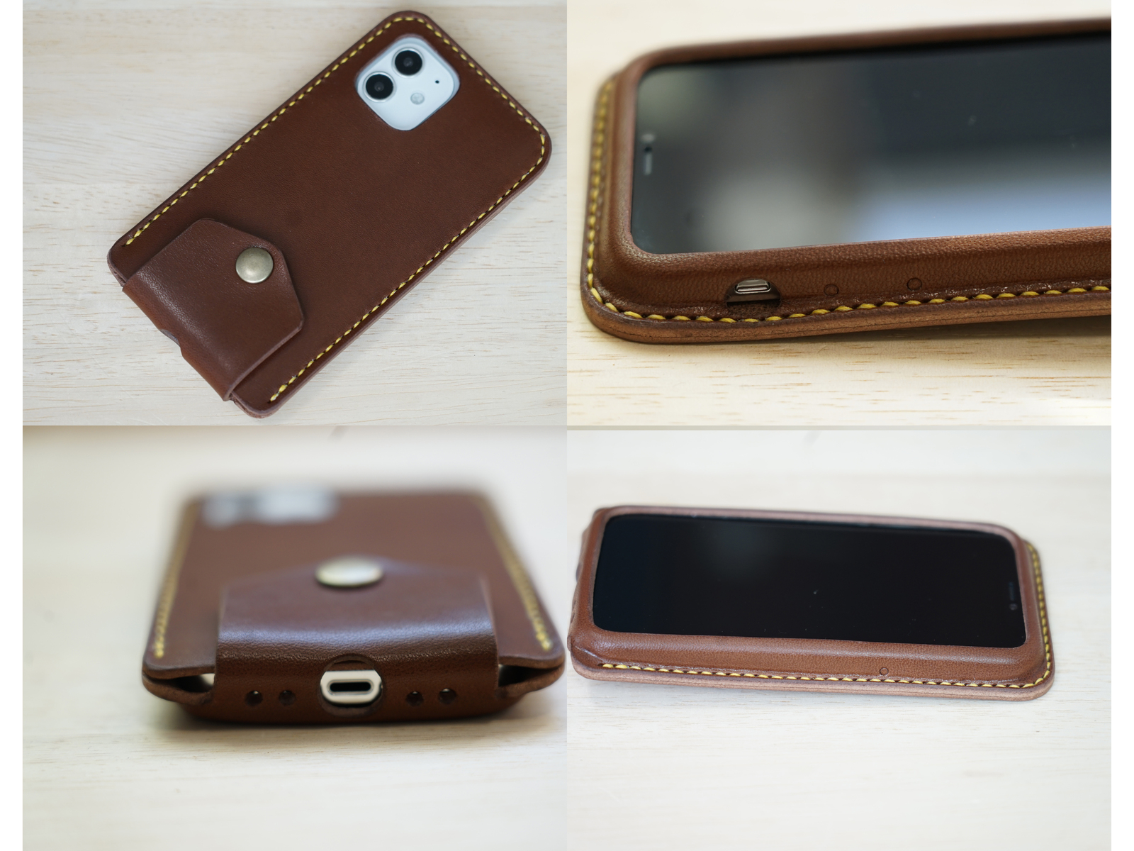 手縫い本革のiPhone12mini カバー ケース 栃木レザー【名入れ