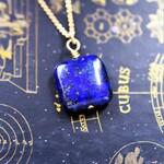 半額SALE【限定数のみ】夜空の窓　ラピスラズリ　ぽってりスクエア　サージカルステンレス約50cmチェーンネックレス 