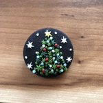 ビーズ刺繍 クリスマスツリー（ヘアゴム/ブローチ）