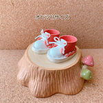 オビツ11＊まんまるチャッカブーツ(ホワイト×ピンク) +(ステッチホワイト+靴紐ホワイト)