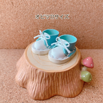 オビツ11＊まんまるチャッカブーツ(ホワイト×スカイブルー) +(ステッチホワイト+靴紐ホワイト)
