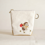 帆布の刺繍ポーチ＊今夜はごちそう　ナチュラル