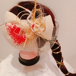 人気☆鶴☆水引☆髪飾り☆畳縁☆畳縁リボン☆かすみ草☆結婚式☆髪飾り☆和装☆袴ヘリ☆和装☆ゴールド