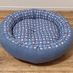 爆睡☆犬猫ペットベッドＬサイズ《ヴィンテージ帆布＆モザイク柄リネン》