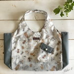 再販★ナイロンエコバッグ　Dog柄(グレー)Lサイズ