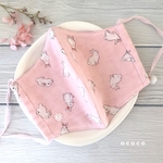 ふんわり6層ガーゼ♡ポンポンシッポ付き♫うさぎ柄大人用立体マスク