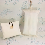 2way 二つに折って携帯もできる 帆布で作った エコティッシュ用ティッシュケース  ≪ 生成り ≫