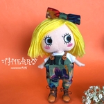 ☆THIERRY☆イーマリーちゃん着せ替えお洋服 グリーン　花柄サロペット、ヘアーリボン