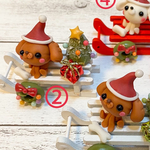 専用出品♡そり２点　赤白　こねこね　ミニチュア　Xmas　わんちゃんのサンタクロース　そり　樹脂粘土　粘土細工　プレゼント　ディスプレイ　飾り ソリ　クリスマス